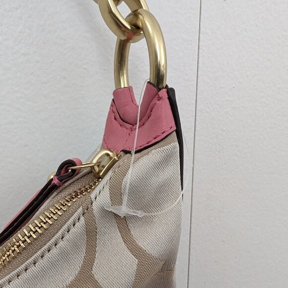 BRAND NEW Coach Kristin Signature Large Hobo Khaki & Rose - Picture 4 of 6